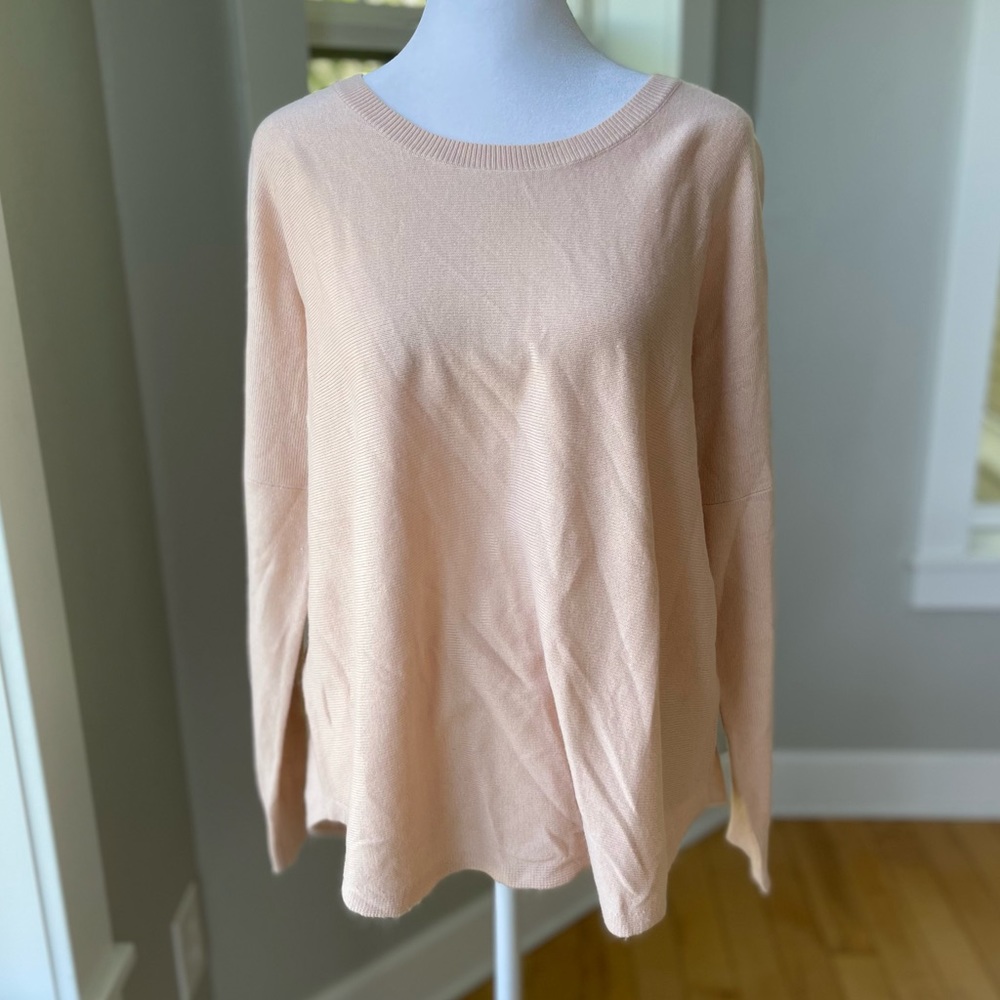 French Connection Blush Pink Peach Loose Fit Back Seam Sweater Size Medium
